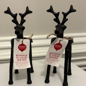 Merry Moments Reindeer Tealight Holder set of two